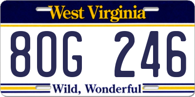 WV license plate 8OG246