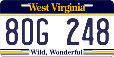 WV license plate 8OG248
