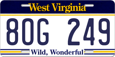 WV license plate 8OG249