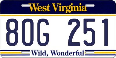 WV license plate 8OG251