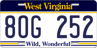 WV license plate 8OG252