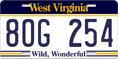 WV license plate 8OG254