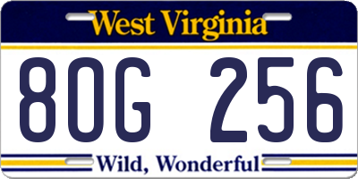 WV license plate 8OG256