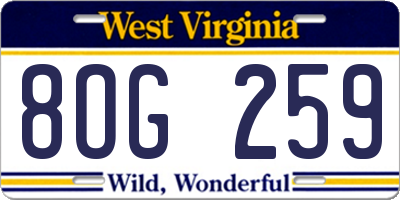 WV license plate 8OG259