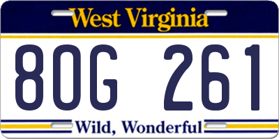 WV license plate 8OG261