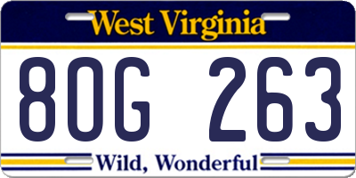 WV license plate 8OG263