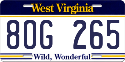 WV license plate 8OG265