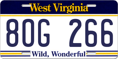 WV license plate 8OG266