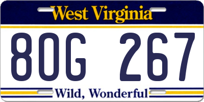 WV license plate 8OG267