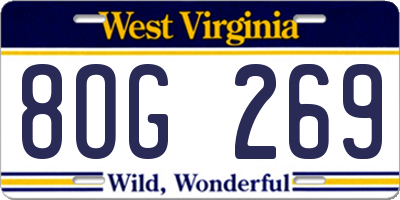 WV license plate 8OG269