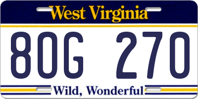 WV license plate 8OG270
