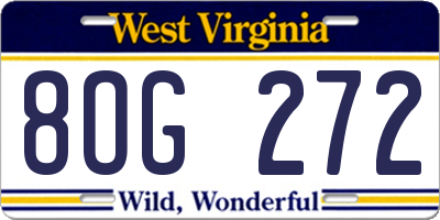 WV license plate 8OG272