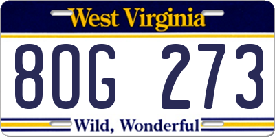 WV license plate 8OG273