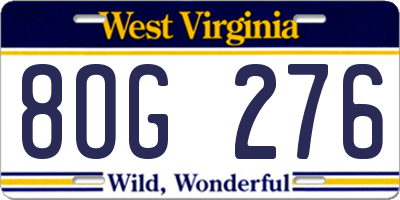 WV license plate 8OG276