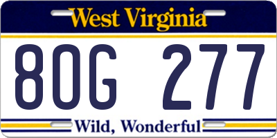 WV license plate 8OG277