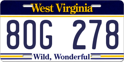 WV license plate 8OG278