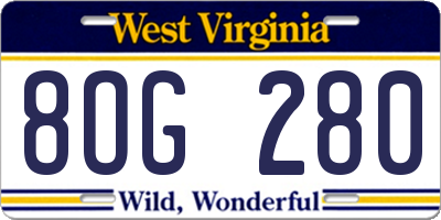 WV license plate 8OG280