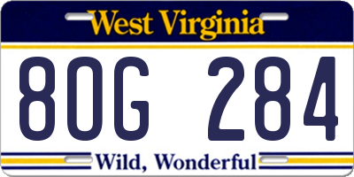 WV license plate 8OG284