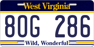 WV license plate 8OG286