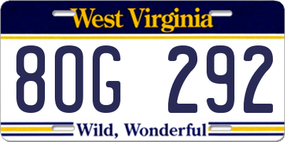 WV license plate 8OG292