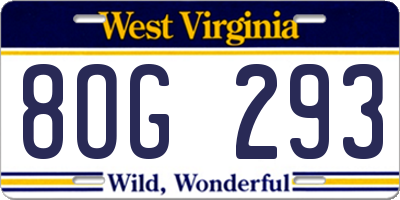 WV license plate 8OG293