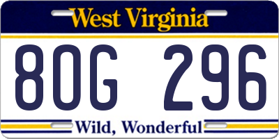 WV license plate 8OG296