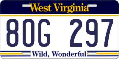 WV license plate 8OG297