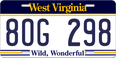 WV license plate 8OG298