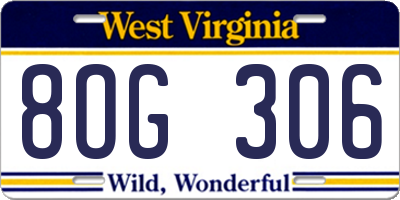 WV license plate 8OG306