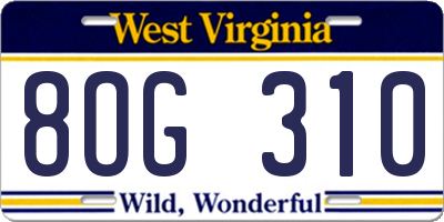 WV license plate 8OG310