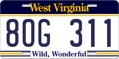 WV license plate 8OG311