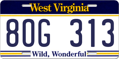 WV license plate 8OG313
