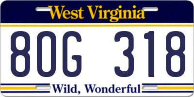 WV license plate 8OG318
