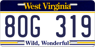 WV license plate 8OG319