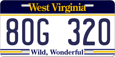 WV license plate 8OG320