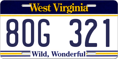 WV license plate 8OG321