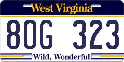 WV license plate 8OG323