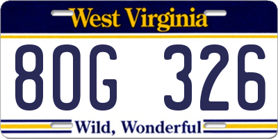 WV license plate 8OG326
