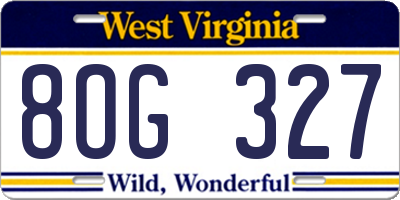 WV license plate 8OG327