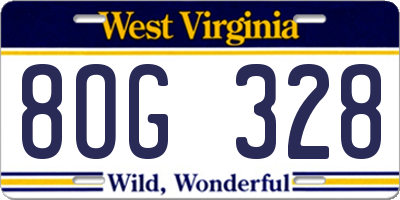 WV license plate 8OG328