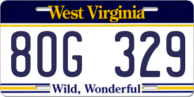 WV license plate 8OG329