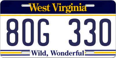 WV license plate 8OG330