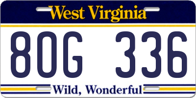 WV license plate 8OG336