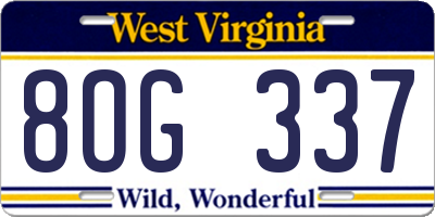 WV license plate 8OG337