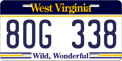 WV license plate 8OG338