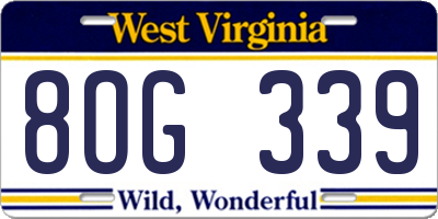 WV license plate 8OG339
