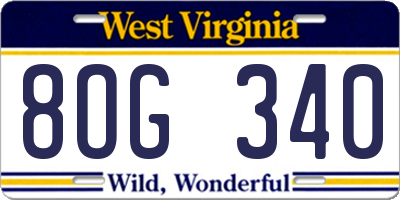 WV license plate 8OG340