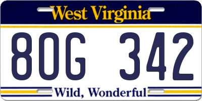 WV license plate 8OG342