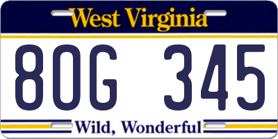 WV license plate 8OG345