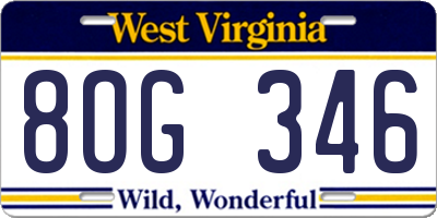 WV license plate 8OG346